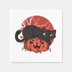 Black Cat Halloween Napkin