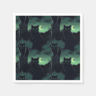 Black Cat Halloween Napkin