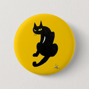 BLACK CAT HALLOWEEN PARTY 6 CM ROUND BADGE
