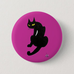 BLACK CAT HALLOWEEN PARTY 6 CM ROUND BADGE