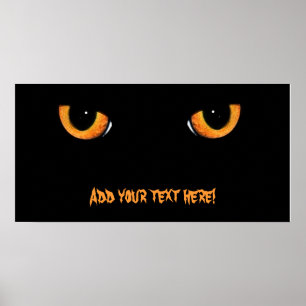 Black Cat Halloween Party Banner Poster