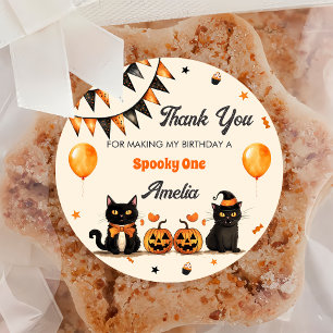 Black Cat Halloween Party Classic Round Sticker