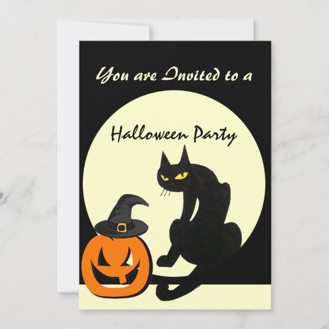BLACK CAT HALLOWEEN PARTY INVITATION (Front)