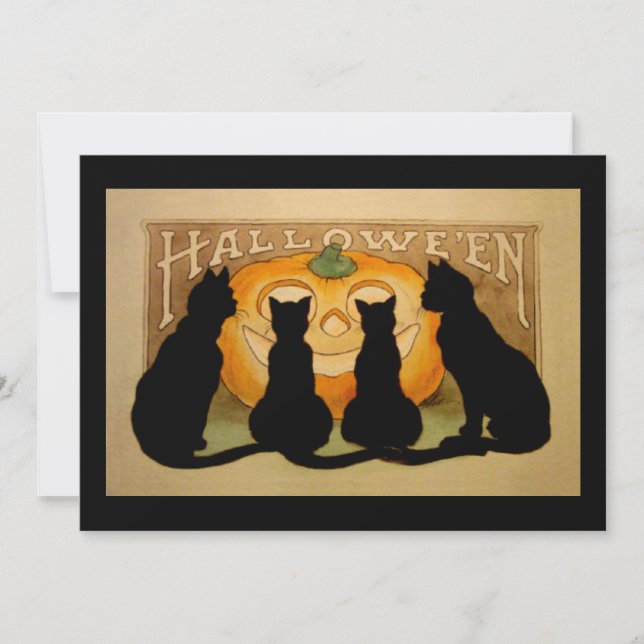 Black Cat Halloween Party Invitation (Front)