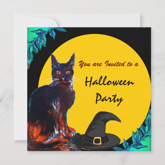 BLACK CAT HALLOWEEN PARTY INVITATION (Front)