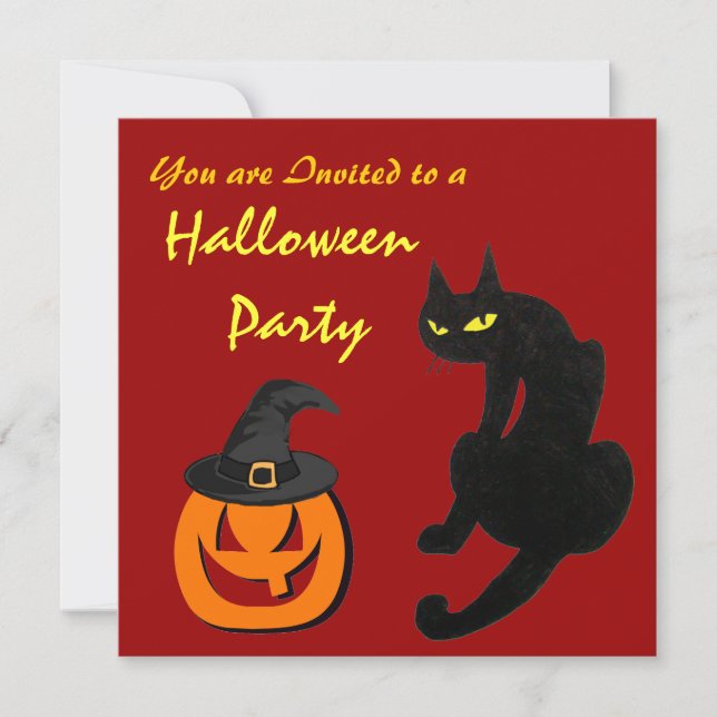 BLACK CAT HALLOWEEN PARTY INVITATION (Front)