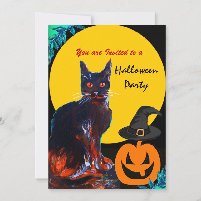 BLACK CAT HALLOWEEN PARTY INVITATION (Front)