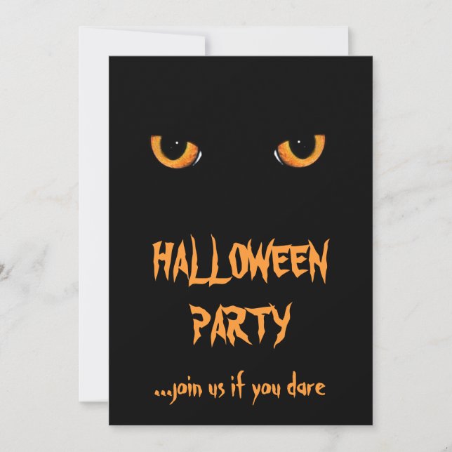 Black Cat Halloween Party Invitations (Front)