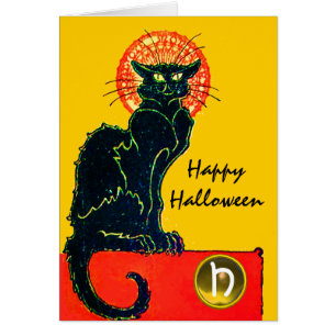 BLACK CAT HALLOWEEN PARTY MONOGRAM