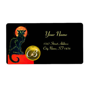 BLACK CAT HALLOWEEN PARTY MONOGRAM