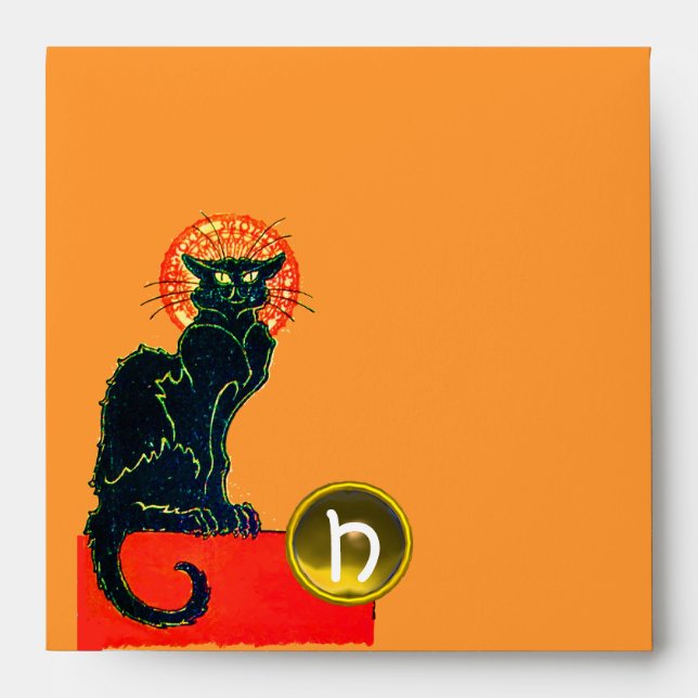 BLACK CAT HALLOWEEN PARTY MONOGRAM ENVELOPE (Front)