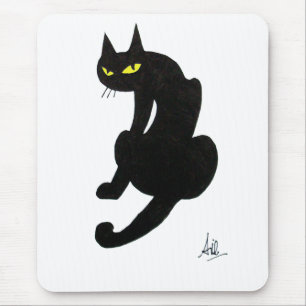 BLACK CAT HALLOWEEN PARTY MOUSE PAD