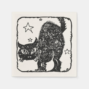 Black Cat Halloween Party Napkin