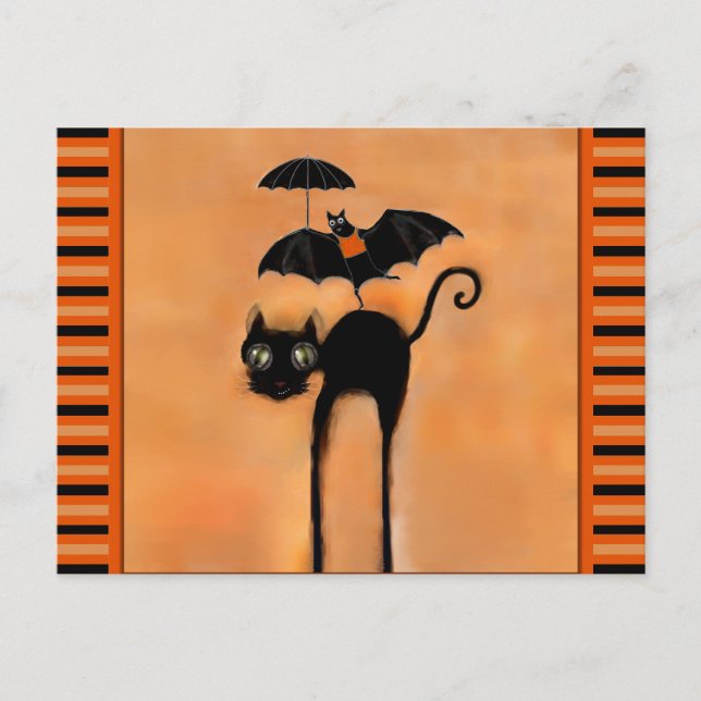 Black Cat Halloween Postcard (Front)