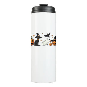 Black Cat Halloween Pumpkin Boo Ghost Witch Spooky Thermal Tumbler