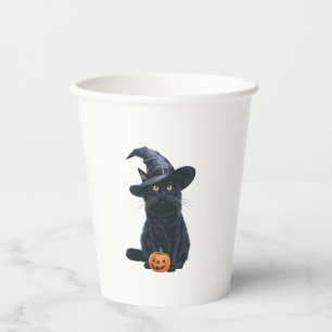 Black Cat Halloween Pumpkin Costume For Women Men Paper Cups