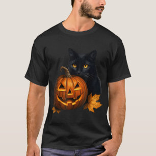 Black Cat Halloween Pumpkin Costume For Women Men  T-Shirt