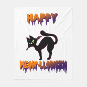 Black Cat Halloween Pumpkin Halloween Fleece Blanket