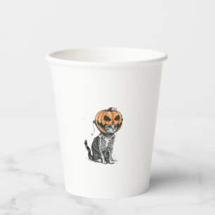 Black Cat Halloween Pumpkin Head Costume For Women Paper Cups