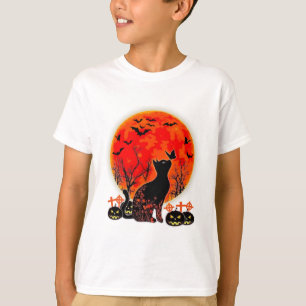 Black Cat Halloween Pumpkin Moon Spooy  T-Shirt