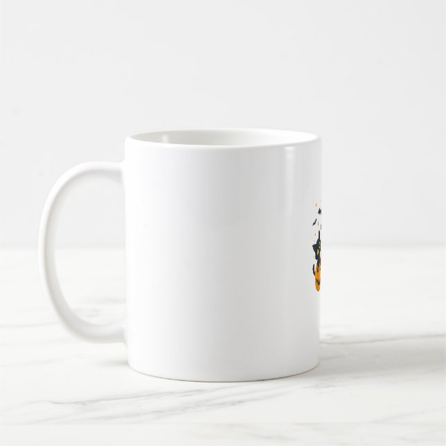 Black Cat Halloween Pumpkin Spooky Night  Coffee Mug (Left)