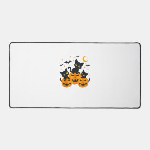 Black Cat Halloween Pumpkin Spooky Night  Desk Mat