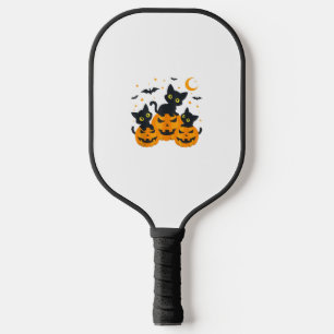 Black Cat Halloween Pumpkin Spooky Night Pickleball Paddle