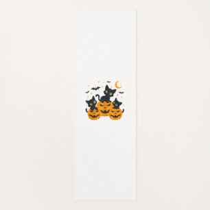 Black Cat Halloween Pumpkin Spooky Night Yoga Mat