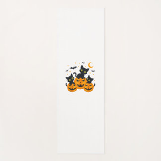 Black Cat Halloween Pumpkin Spooky Night  Yoga Mat