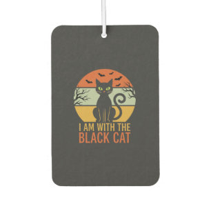 Black Cat Halloween Retro Sunset Design Car Air Freshener