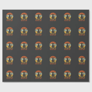 Black Cat Halloween Retro Sunset Design Wrapping Paper