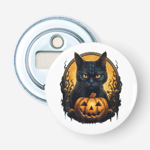 Black Cat Halloween Scary Pumpkins Moon Black Cat Bottle Opener