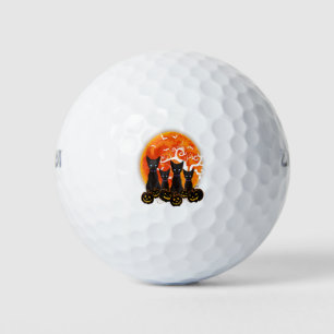 Black Cat Halloween Scary Pumpkins Moon Black Cat Golf Balls