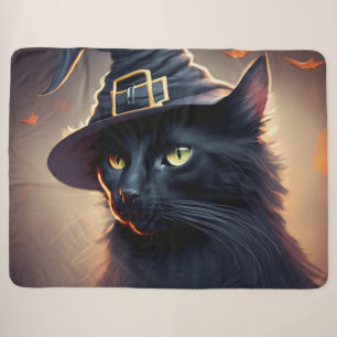 Black Cat Halloween Sherpa Blanket