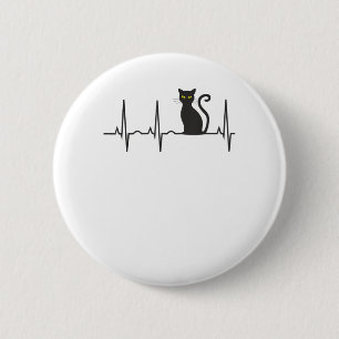 Black Cat Halloween Shirt - Best Spooky Kitty Hear 6 Cm Round Badge