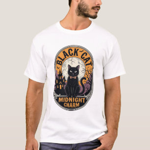 Black Cat Halloween Shirt Vintage Midnight Charm D