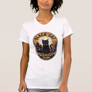 Black Cat Halloween Shirt Vintage Midnight Charm D