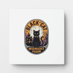 Black Cat Halloween Shirt Vintage Midnight Charm D Plaque