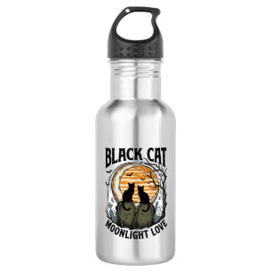 Black Cat Halloween Shirt Vintage Moon Graveyard A 532 Ml Water Bottle