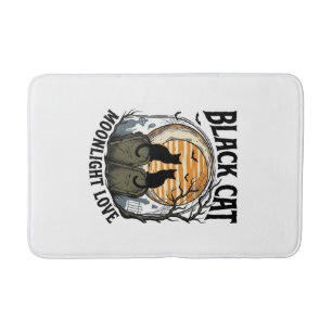 Black Cat Halloween Shirt Vintage Moon Graveyard A Bath Mat