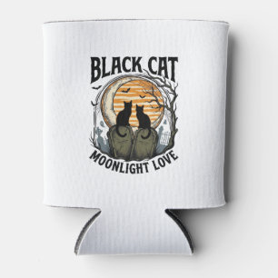 Black Cat Halloween Shirt Vintage Moon Graveyard A Can Cooler