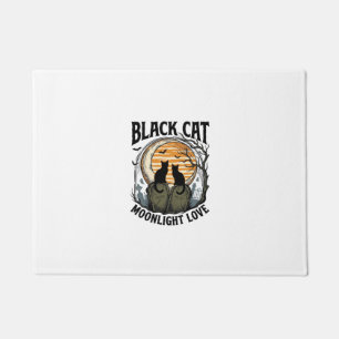 Black Cat Halloween Shirt Vintage Moon Graveyard A Doormat