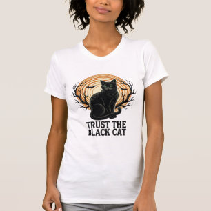 Black Cat Halloween Shirt Vintage Spooky Moon Cat