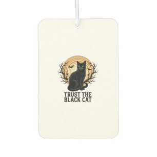 Black Cat Halloween Shirt Vintage Spooky Moon Cat  Car Air Freshener