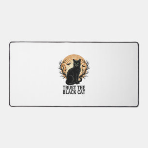 Black Cat Halloween Shirt Vintage Spooky Moon Cat  Desk Mat