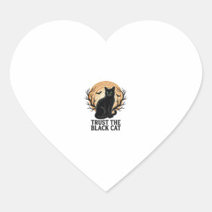 Black Cat Halloween Shirt Vintage Spooky Moon Cat Heart Sticker