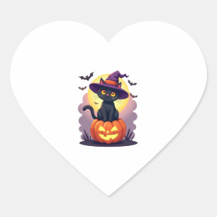 Black Cat Halloween Shirts For Men Women Pumpkin H Heart Sticker