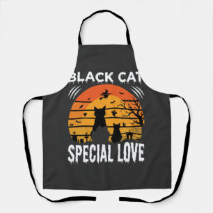 Black Cat Halloween Special Love Gothic Design Apron