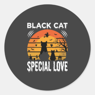 Black Cat Halloween Special Love Gothic Design Classic Round Sticker