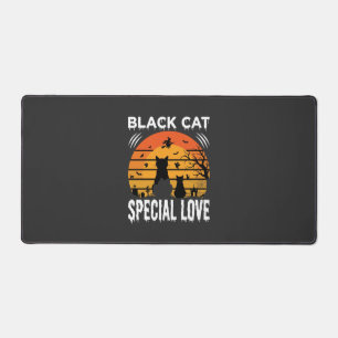 Black Cat Halloween Special Love Gothic Design Desk Mat
